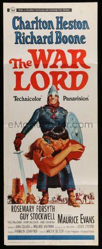 4c980 WAR LORD insert '65 Charlton Heston all decked out in armor with sword by Howard Terpning!