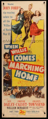 4c986 WHEN WILLIE COMES MARCHING HOME insert '50 John Ford's rip-roaring salute to World War II!