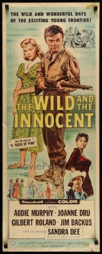 4c991 WILD & THE INNOCENT insert '59 Audie Murphy wants to kill a man, drink & kiss fancy women!