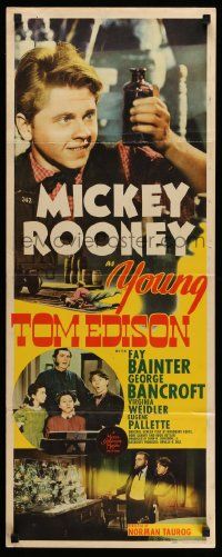 4c998 YOUNG TOM EDISON insert '40 great close up of dedicated young inventor Mickey Rooney!