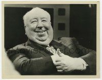 4d208 ALFRED HITCHCOCK 8x10.25 still '70s great close up of the legendary director laughing!