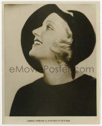 4d244 CAROLE LOMBARD 8x10.25 still '30s wonderful profile portrait wearing cool black hat & blouse!
