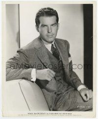 4d297 FRED MACMURRAY 8.25x10 still '36 great seated portrait wearing suit & tie!
