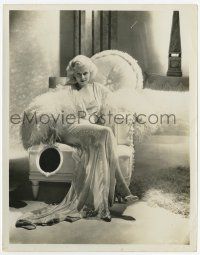 4d335 JEAN HARLOW 8x10.25 still '33 in sexy feathered gown from Dinner at Eight, by George Hurrell!