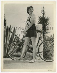 4d375 LARAINE DAY 8x10.25 still '40s great full-length smiling portrait walking with her bicycle!