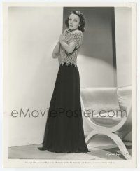 4d389 LOUISE CAMPBELL 8.25x10 still '38 full-length in skirt of black chiffon & ecru lace bodice!