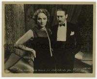 4d103 MOROCCO 8.25x10 still '30 angry Adolphe Menjou staring at Marlene Dietrich with pearls!