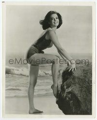 4d422 NATALIE WOOD 8.25x10 still '61 in sexy swimsuit posing in Malibu before taking a dip!