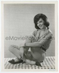 4d420 NATALIE WOOD 8.25x10 still '60s great c/u in gingham outfit over cool pattern background!
