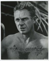 4d470 STEVE McQUEEN 8x9.75 still '74 close up with tattoos on his bare chest from Papillon!