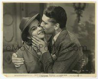 4d130 REBECCA 7.5x9.5 still '40 Alfred Hitchcock, c/u of Laurence Olivier kissing Joan Fontaine!