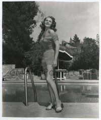 4d442 RITA HAYWORTH 7.5x9 still '52 full-length in sexy outfit standing by swimming pool by Coburn