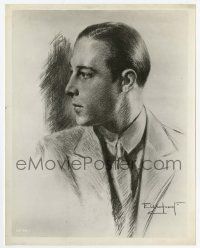 4d456 RUDOLPH VALENTINO 8x10.25 still '30s profile portrait art in suit & tie by E. Woodward!