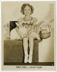 4d465 SHIRLEY TEMPLE 8x10 still '34 cute smiling portrait with Easter bunny & basket of eggs!