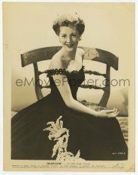 4d167 SUSPICION 8x10.25 still '41 seated portrait of Joan Fontaine in off-the-shoulder gown!