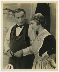 4d179 TOVARICH 8x10 still '37 smoking butler Charles Boyer & stares at maid Claudette Colbert!