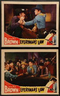 4f910 EVERYMAN'S LAW 2 LCs '36 cowboy Johnny Mack Brown in a brawl and handing in his gun!
