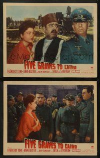 4f915 FIVE GRAVES TO CAIRO 2 LCs '43 Nazi Erich von Stroheim, Anne Baxter & Akim Tamiroff!