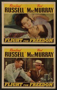 4f918 FLIGHT FOR FREEDOM 2 LCs '43 cool images of Rosalind Russell & Fred MacMurray, Marshall!