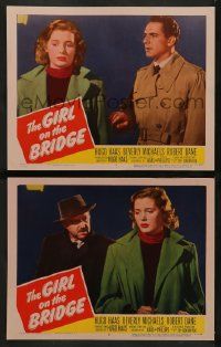 4f926 GIRL ON THE BRIDGE 2 LCs '51 bad girl Beverly Michaels is man-bait... and murder!