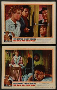 4f931 HE RAN ALL THE WAY 2 LCs '51 John Garfield & Shelley Winters a dynamite kind of love!