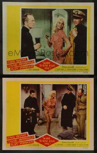 4f953 KISS THEM FOR ME 2 LCs '57 great images of Cary Grant, sexy Jayne Mansfield, Ray Walston!