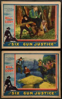4f982 SIX GUN JUSTICE 2 LCs '35 Bill Cody, Donald Reed, Wally Wales, and Frank Morgan!
