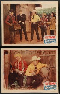 4f989 TRIGGERMAN 2 LCs '48 great image of cowboys Johnny Mack Brown & Raymond Hatton!