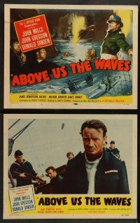 4f010 ABOVE US THE WAVES 8 LCs '56 John Mills & English WWII sailors in ship sunk by sub!