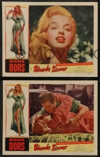 4f774 BLONDE SINNER 3 LCs '56 sexiest eye-filling gasp-provoking blonde bombshell Diana Dors!
