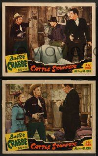 4f779 CATTLE STAMPEDE 3 LCs '43 Buster Crabbe as Billy the Kid, Fuzzy St. John, Frances Gladwin!