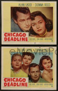 4f093 CHICAGO DEADLINE 8 LCs '49 cool images of Alan Ladd, Donna Reed & bad girls, film noir!