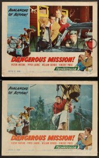 4f115 DANGEROUS MISSION 8 LCs '54 Victor Mature, William Bendix, Vincent Price, Piper Laurie!