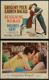 4f125 DESIGNING WOMAN 8 LCs '57 great images of Gregory Peck & sexy Lauren Bacall!