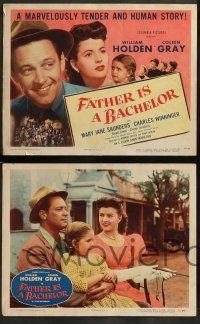 4f155 FATHER IS A BACHELOR 8 LCs '50 Coleen Gray calls Holden darling & kids call him dad!