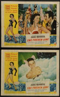 4f174 FRENCH LINE 8 2D LCs '54 Howard Hughes, Jane Russell, Gilbert Roland, Arthur Hunnicutt!