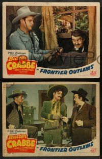 4f679 FRONTIER OUTLAWS 4 LCs '44 cowboy Buster Crabbe, King of the Wild West, Fuzzy St. John!