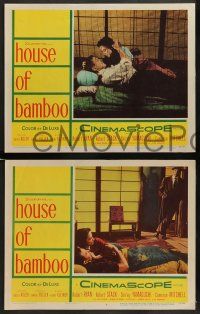 4f806 HOUSE OF BAMBOO 3 LCs '55 Sam Fuller, Robert Ryan, Robert Stack, Sessue Hayakawa!