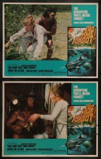 4f706 LAND THAT TIME FORGOT 4 LCs '75 Edgar Rice Burroughs, Akimoto dinosaur border art!