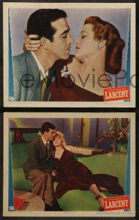 4f617 LARCENY 5 LCs '48 great film noir images of John Payne, Dan Duryea, Patricia Alphin!