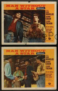 4f818 MAN WITHOUT A STAR 3 LCs '55 cowboy Kirk Douglas, Richard Boone, King Vidor western!