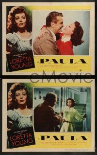 4f317 PAULA 8 LCs '52 Kent Smith romances pretty Loretta Young!
