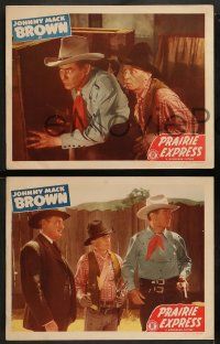 4f830 PRAIRIE EXPRESS 3 LCs '47 great images of cowboy Johnny Mack Brown, Raymond Hatton!