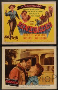 4f357 RENEGADES 8 LCs '46 Evelyn Keyes, a gun in her hands and her man in her arms!