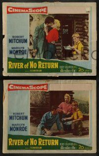4f839 RIVER OF NO RETURN 3 LCs '54 all with sexy Marilyn Monroe, Robert Mitchum, Otto Preminger!