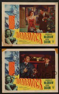 4f633 ROADBLOCK 5 LCs '51 Charles McGraw & Joan Dixon in crime film noir!