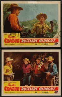 4f730 RUSTLER'S HIDEOUT 4 LCs '45 Buster Crabbe fighting bad guy, Fuzzy St. John, Falcon the horse!