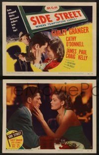 4f413 SIDE STREET 8 LCs '50 pretty Cathy O'Donnell with money & Farley Granger!
