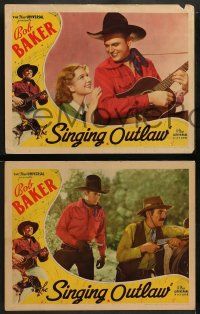 4f739 SINGING OUTLAW 4 LCs '37 Bob Baker, Joan Barclay, Fuzzy Knight, wonderful western images!
