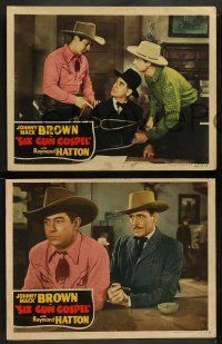 4f845 SIX GUN GOSPEL 3 LCs '43 great cowboy western images of Johnny Mack Brown & Eddie Dew!